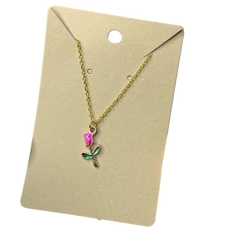 Pink rose necklace